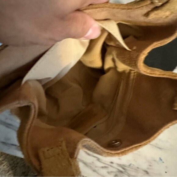 St Johns Bay Tan Suede Leather Small Hand Bag Purse Pocketbook Casual Weekender - Picture 8 of 10